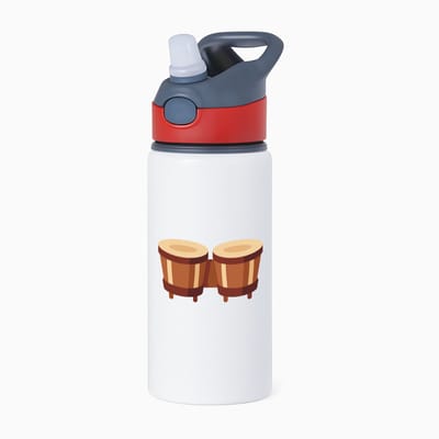 Hacebo® - Drumset waterfles met rietje rood - Drum - Dieren liefhebbers - trommel - muziek - muzikant - slaginstrument - water fles - 650ML