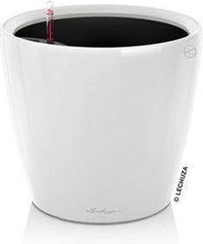 LECHUZA CLASSICO PREMIUM LS 28 - Plantenbak - met uitneembare binnenbak - met bewateringssysteem - ALL-IN-ONE set met LECHUZA-PON - wit hoogglans