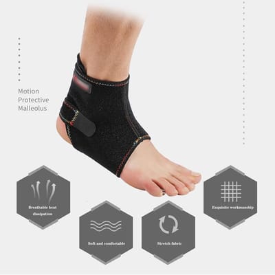 Enkelsteun Brace - Voetband Compressie - Wateractiviteiten Bescherming - Anti-roll Anti-verstuiking - 2 Stuks - Zwart