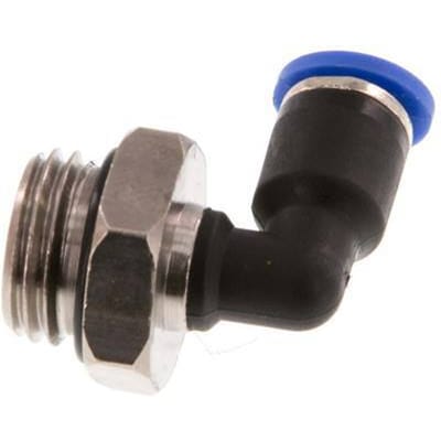 4mm x G1/4'' 90 graden L-verbinding Messing/PA 66 Insteekfitting Buitendraad Draaibaar NBR [2 Stuks]