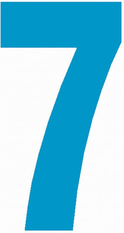 Cijfersticker nr. 7 lichtblauw 10x5cm, plakcijfer, huisnummersticker, containersticker, magazijn sticker