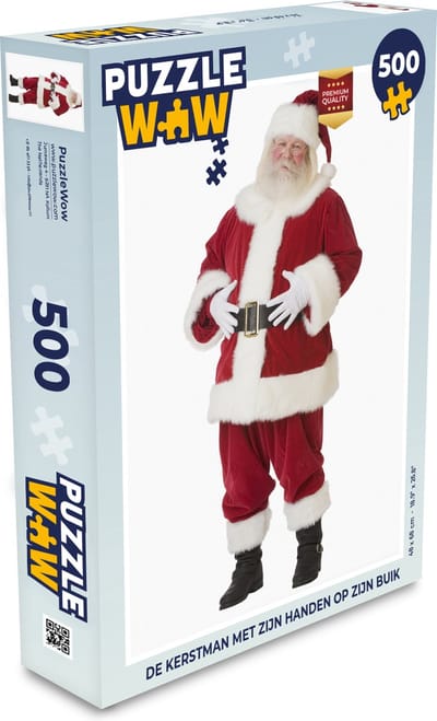 Puzzel De kerstman met zijn handen op zijn buik - Legpuzzel - Puzzel 500 stukjes - Kerst - Cadeau - Kerstcadeau voor mannen, vrouwen en kinderen