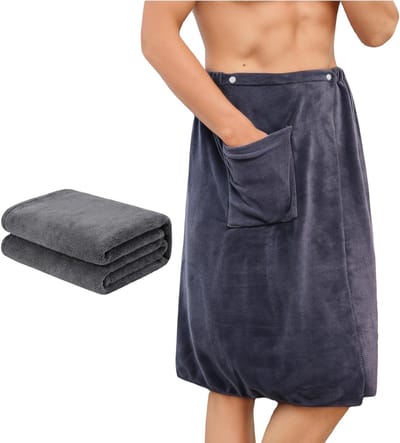 Saunakilt Heren - Badjas Kilt - Ontspannen na Sauna - Verstelbaar met Knopen - 70 x 140 cm - Grijs