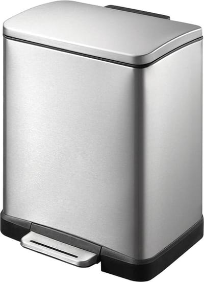 EKO - E-Cube pedaalemmer 12 liter - Stainless steel Plastic - mat RVS - Prullenbak