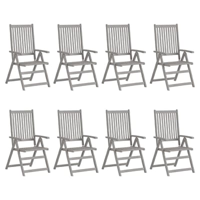 vidaXL - Tuinstoelen - 8 - st - verstelbaar - massief - acaciahout - grijs