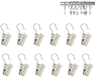 12 stuks - Tuinklemmen - Metalen gordijnhaak - Gordijnclip - Achtergrondclip - met lus - Open - Gesloten - Alligatorclip - Woondecoratie - Zilver - Kunst en ambacht - Duurzaam - Dagelijks gebruik