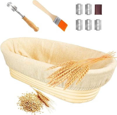 Broodmandje Set - Rijsmandjes Bakmandjes - Brood Bakken - Natuurlijk Rotan Materiaal - 25 cm - Wit