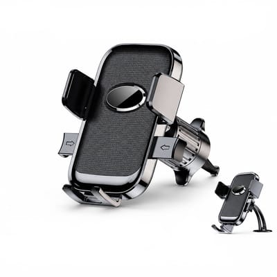 Telefoonhouder Auto - GSM Houder Auto - 2-in-1 voor Dashboard en Ventilatierooster - 360° Draaibaar - Stevige Grip - Universele Autohouder - Zwart