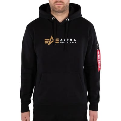 Alpha Industries Trui met capuchon - Alpha Label Hoodie - S tot XXL - voor Mannen - zwart