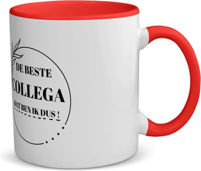 Akyol - de beste collega dat ben ik dus koffiemok - theemok - rood - Collega - beste collega - liefste collega - afscheids cadeau - verjaardag - cadeau - kado - bedankje - 350 ML inhoud