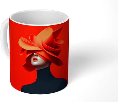 Mok - Koffiemok - Oranje - Hoed - Vrouw - Mokken - 350 ML - Beker - Koffiemokken - Theemok