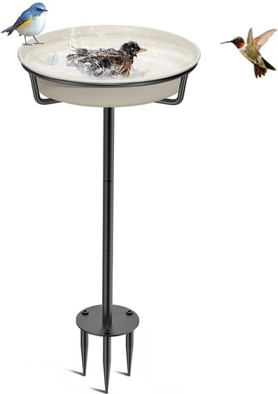 Dailygoods- Vogeldrinkbak Grote Vorstbestendige - Staande Waterplaats - Waterbad voor Vogels - Buiten Gebruik - Metalen Houder - Diameter 27 cm - Vogelbad
