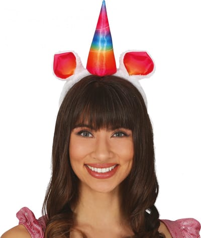 Fiestas Verkleed haarband Unicorn/eenhoorn - regenboog gekleurd - meisjes/dames - Fantasy thema