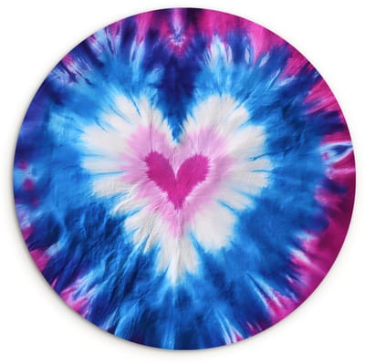 WallCircle® Wandcirkel 120x120 cm - Muurcirkel Hartvormig - Tie dye - Paars - Muurdecoratie woonkamer - Wanddecoratie slaapkamer - Kamer decoratie accessoires - Ronde schilderijen XXL