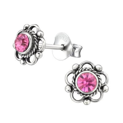 Aramat Jewels | Oorbellen | Zilveren Bloemoorbellen Roze 7 mm | | | |7mm | Zilver | Volwassenen, Kinderen | Verkleurd niet