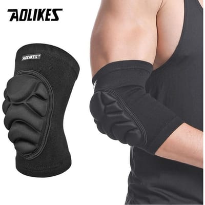Aolikes - 1 paire de coudières de compression pour volley-ball, basket-ball, tennis et football - Protection en mousse M beige