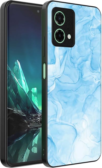 Geschikt voor Motorola Edge 40 Neo Telefoonhoesje met marmer opdruk - TPU backcover case marble design - Lichtblauw - Smartphonica geschikt voor Motorola Edge 40 Neo