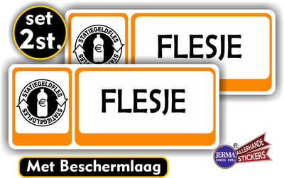 Jerma - Statiegeld Flesje inleveren - set 2 - Stickers - 7 x 16 cm - Weerbestendig - Zelfklevend