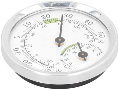 Analoge Thermometer - Temperatuurmeter Hygrometer - Binnenklimaat Meten - Hoge Nauwkeurigheid - 6cm Lengte - Zilvergroen