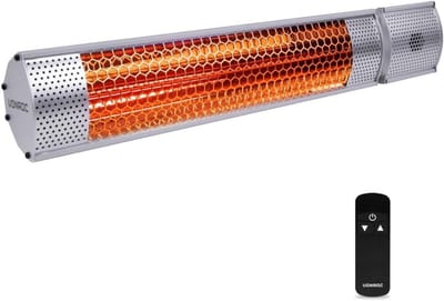 Infrarood Terrasverwarmer 2000W - 2 Warmteniveaus - Met Afstandsbediening - IP55 Weerbestendig - Zilver
