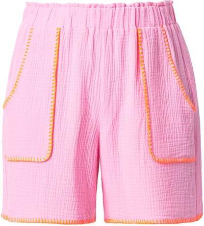 Studio Untold - Dames - Shorts wijde pijpen mousseline gekleurde biezen - Lichtroze - Maat 52
