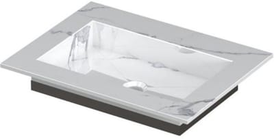 INK Post Wastafel Keramische Slab Envelop Bak Zonder Kraangat - 600x450x10 mm - Statuario Glans