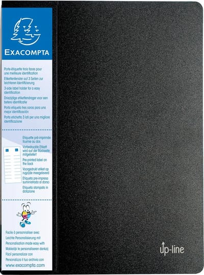 Exacompta 8x Up Line Showalbum met vaste rug en etiket op 3 zijden- harde PP- 60 tassen - 120 zichten - A4 - Zwart - 88601E
