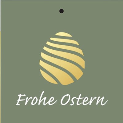 Cadeaukaartje - “Frohe Ostern” - 20 Stuks - 7mm x 7mm - Wenskaartje - Met boorgaatje - Serie: GOLDY - Metallic goud relief - Kadokaartjes