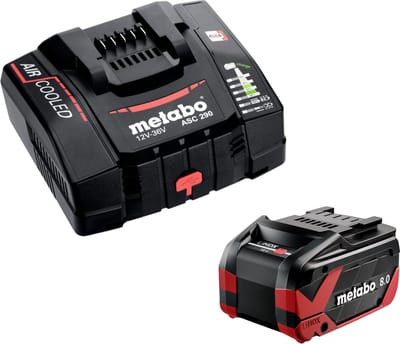 Metabo basisset 1x LiHDX accupack 18 V 8.0 Ah accu ( 624975000 ) + ASC 290 lader ( 627370000 )