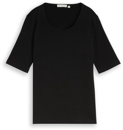 Tom Tailor - Basic T-shirt met ronde hals - Maat XXL - deep black