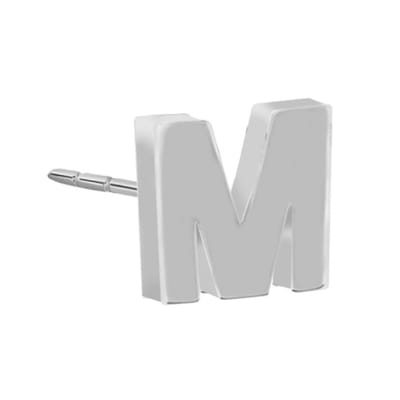 New Bling 9NB-908M - Zilveren oorsteker Letter M – Rhodium Plated – 4 mm – Per Stuk