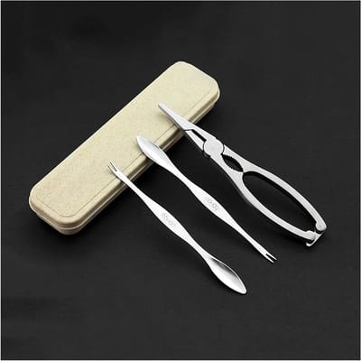 Zeevruchten Gereedschapset - Krab Tools - Zeevruchten Eten - Roestvrij Staal - 3 Delig - Zilver