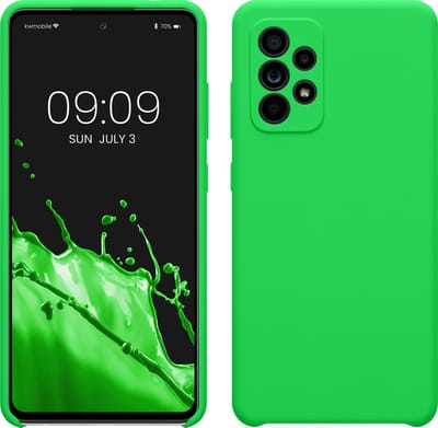 kwmobile telefoonhoesje geschikt voor Samsung Galaxy A52 / A52 5G / A52s 5G - Hoesje met siliconen coating - Smartphone case in neon groen