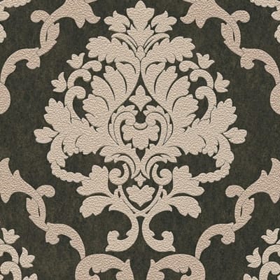 EXCLUSIEF BEHANG BAROK ORNAMENTEN KLASSIEK ZWART DUBBELBREED DIKKE RELIEF GLITTER OP ROSE GEDEELTE