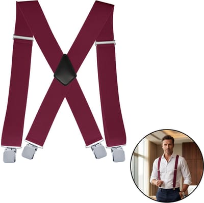 Sorprese Bretels Bordeaux Rood - 5 cm Breed - X-Model - Verstelbaar, Stijlvol en Comfortabel - Bretels Heren Volwassenen met Brede Clip