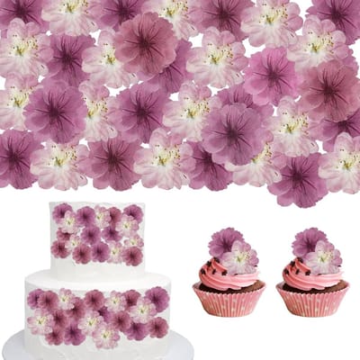 48 Stuks Natuurlijke Bloemen voor Taartdecoratie, Cupcake Toppers en Cocktaildecoraties (Sakura Kersenbloesem)