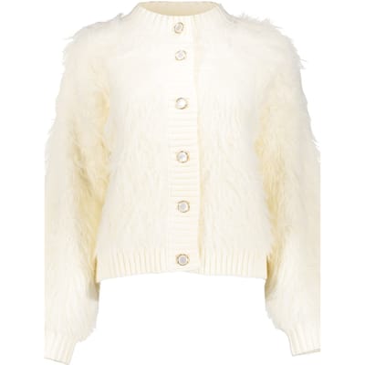 Geisha Cardigan Furry Off-white Size: M | Bomber Jackets Outlet | Dames | Wit