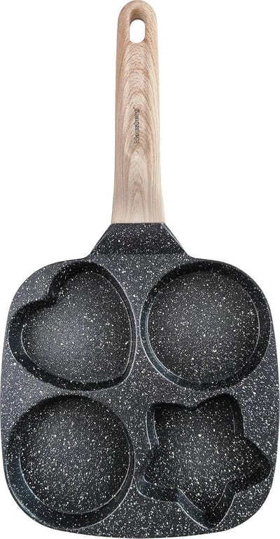 Pannenkoekenpan Braadpan - 4-in-1 Keukengerei - Ontbijt Snacks Maken - Marmeren Coating - 18 cm Diameter - Zwart