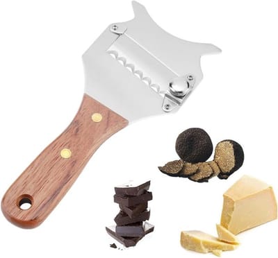 Truffelfrees - 1 stuk, roestvrijstalen blad met houten handvat - Voor het snijden van truffels en chocolade - Thuis Keuken en Restaurant (Zaagtand-model)