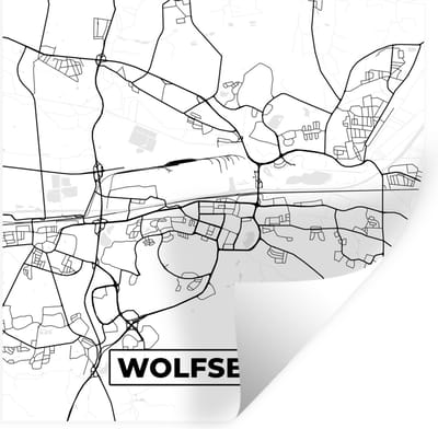 Muurstickers - Sticker Folie - Wolfsbrug - Plattegrond - Kaart - Stadskaart - 100x100 cm - Plakfolie - Muurstickers Kinderkamer - Zelfklevend Behang XXL - Zelfklevend behangpapier - Stickerfolie