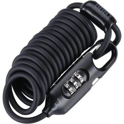 BBB Cycling Kabelslot Fiets - 180 CM - Mountainbike en Racefiets Slot Lichtgewicht - Compact Cijferslot: Fiets, Helm, Bagage - Klein Fietsslot - CoilSafe BBL-56