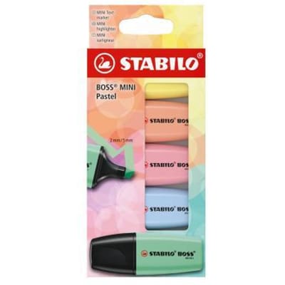 STABILO BOSS MINI - Markeerstift - Pastel - Etui Met 5 Kleuren