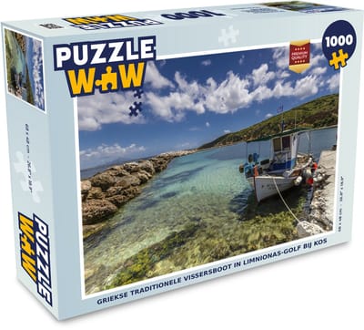 Puzzel Griekse traditionele vissersboot in Limnionas-golf bij Kos - Legpuzzel - Puzzel 1000 stukjes volwassenen
