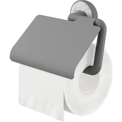 Tiger Toiletrolhouder Cata - Metaal/kunststof - Met Klep - Grijs/marmerlook