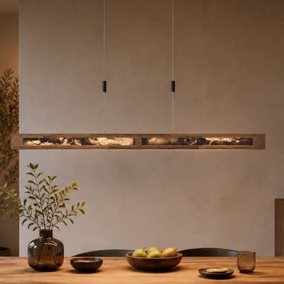 Elobra LED hanglamp Chile XS, eiken/kleurrijke leisteen, lengte 89 cm