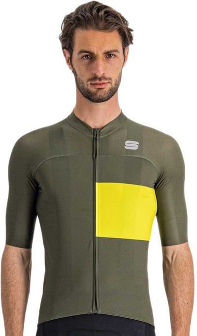 Sportful Fietsshirt Korte Mouwen Groen Geel Heren - Snap Jersey Beetle Cedar-M