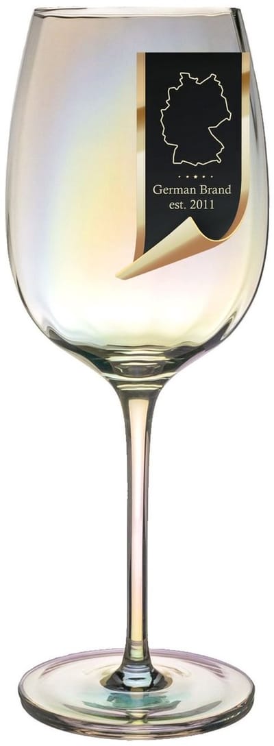 Intirilife Wijnglas met Regenboog Glinstering en Golvende Vorm - 440 ml Inhoud - Witte wijn Rode wijn Kelk Vaatwasmachinebestendig Schokbestendig Kristalglas