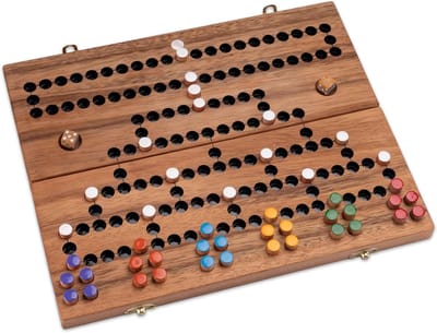 Strategisch Bordspel - Houten Spel - Familie Spelletjes - Inklapbaar Design - 26 x 33 cm - Naturel