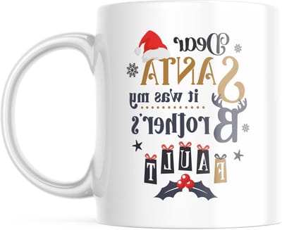Kerst Mok - Koffiebeker Cadeau - Feestdagen Humor - Broer Schuld - 330ml - Wit