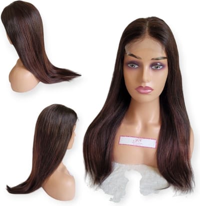 Frazimashop- Braziliaanse Remy steil pruiken - 24 inch 60cm - steil Dames pruik -100% Human hair wigs 4x4 lace closure wig